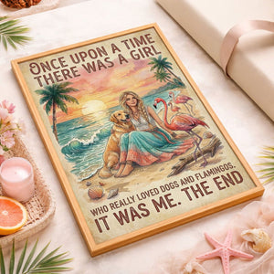 Dogs & Flamingos Lover Poster – Pink Tropical Sunset Wall Art - FlamingoAholic