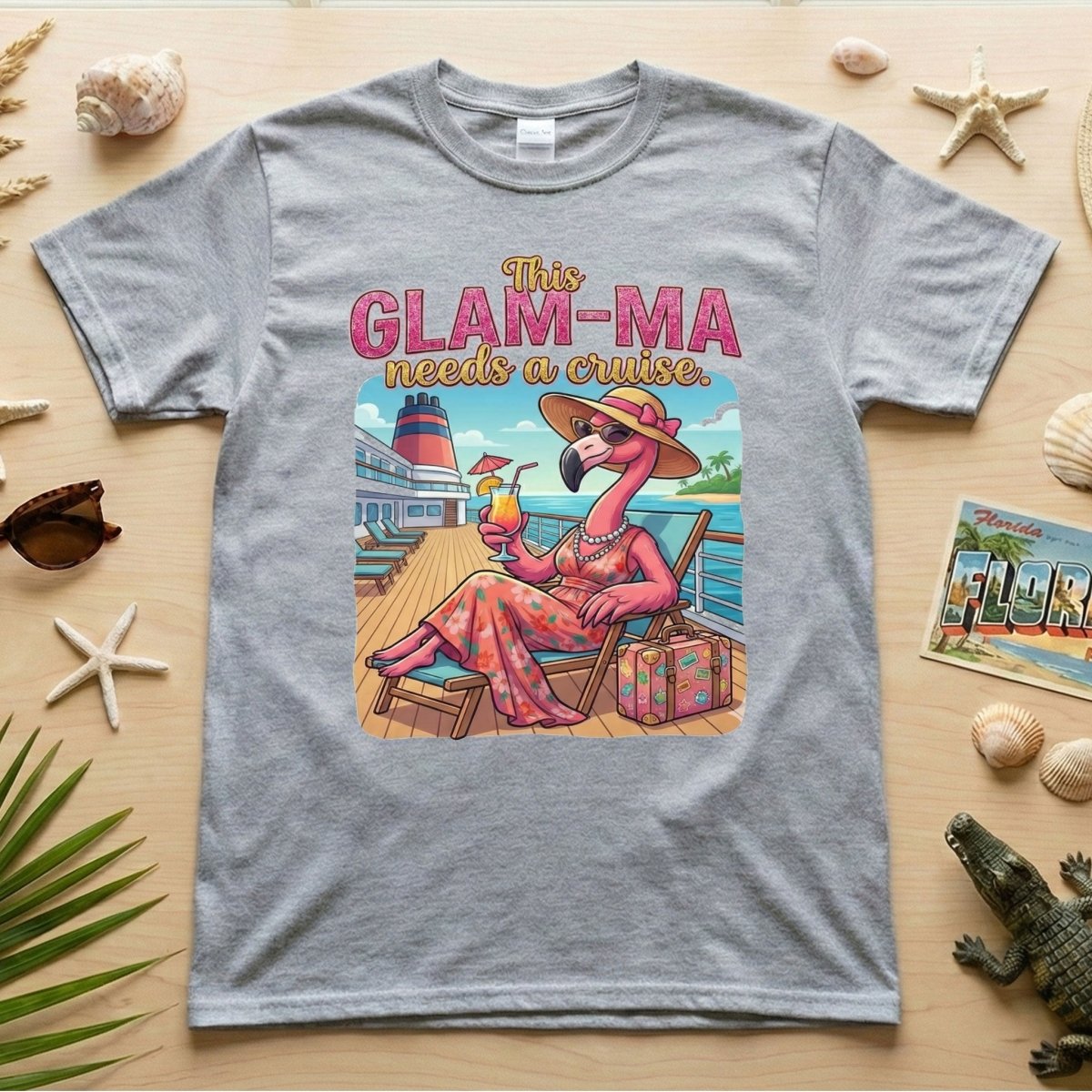 Fabulous Flamingo Glam - Ma Cruise T-Shirt - Funny Vacation Gift for Grandma - FlamingoAholic
