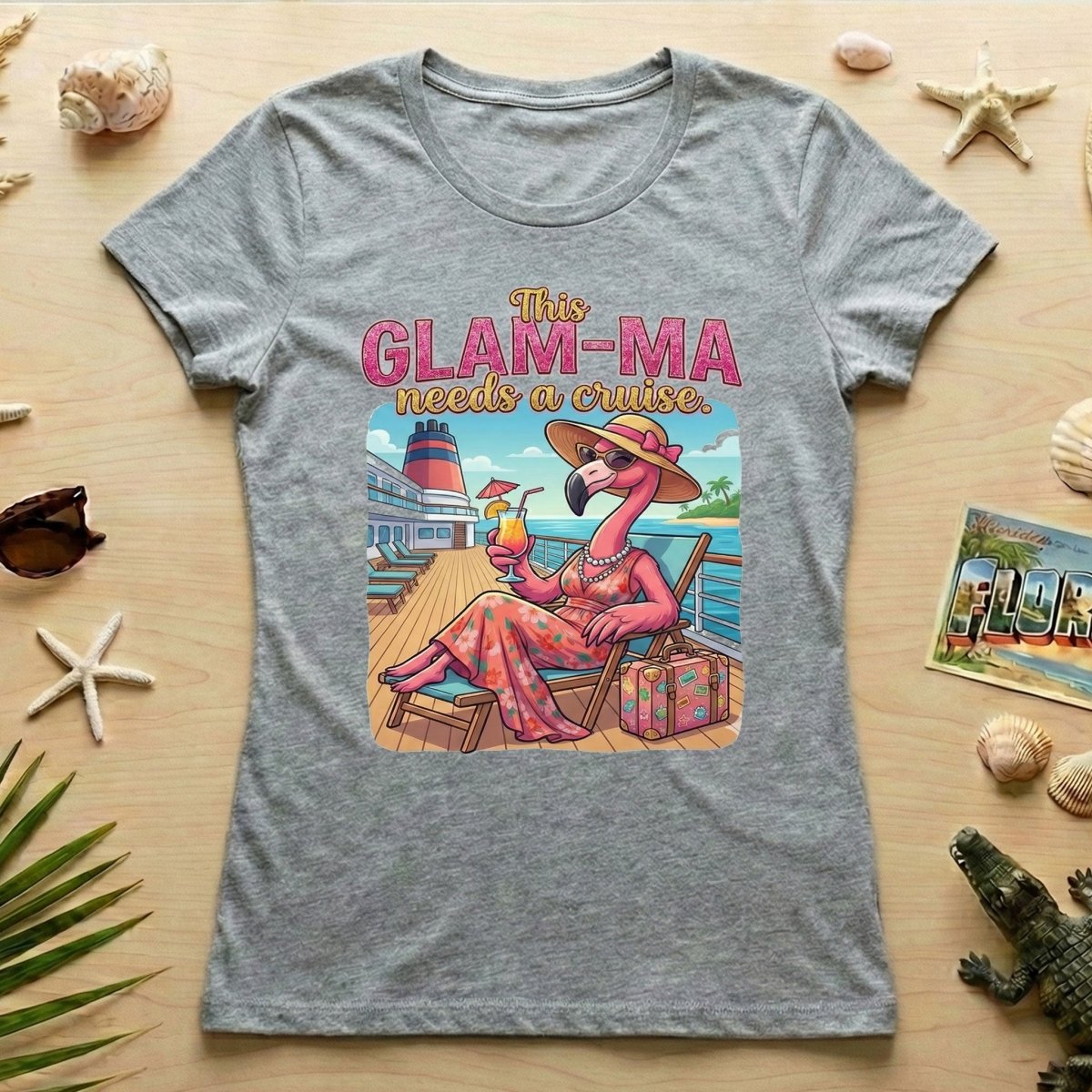 Fabulous Flamingo Glam - Ma Cruise T-Shirt - Funny Vacation Gift for Grandma - FlamingoAholic