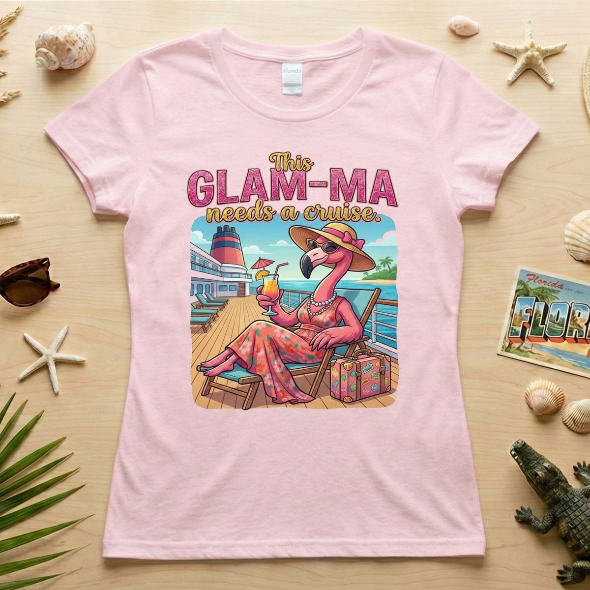 Fabulous Flamingo Glam - Ma Cruise T-Shirt - Funny Vacation Gift for Grandma - FlamingoAholic