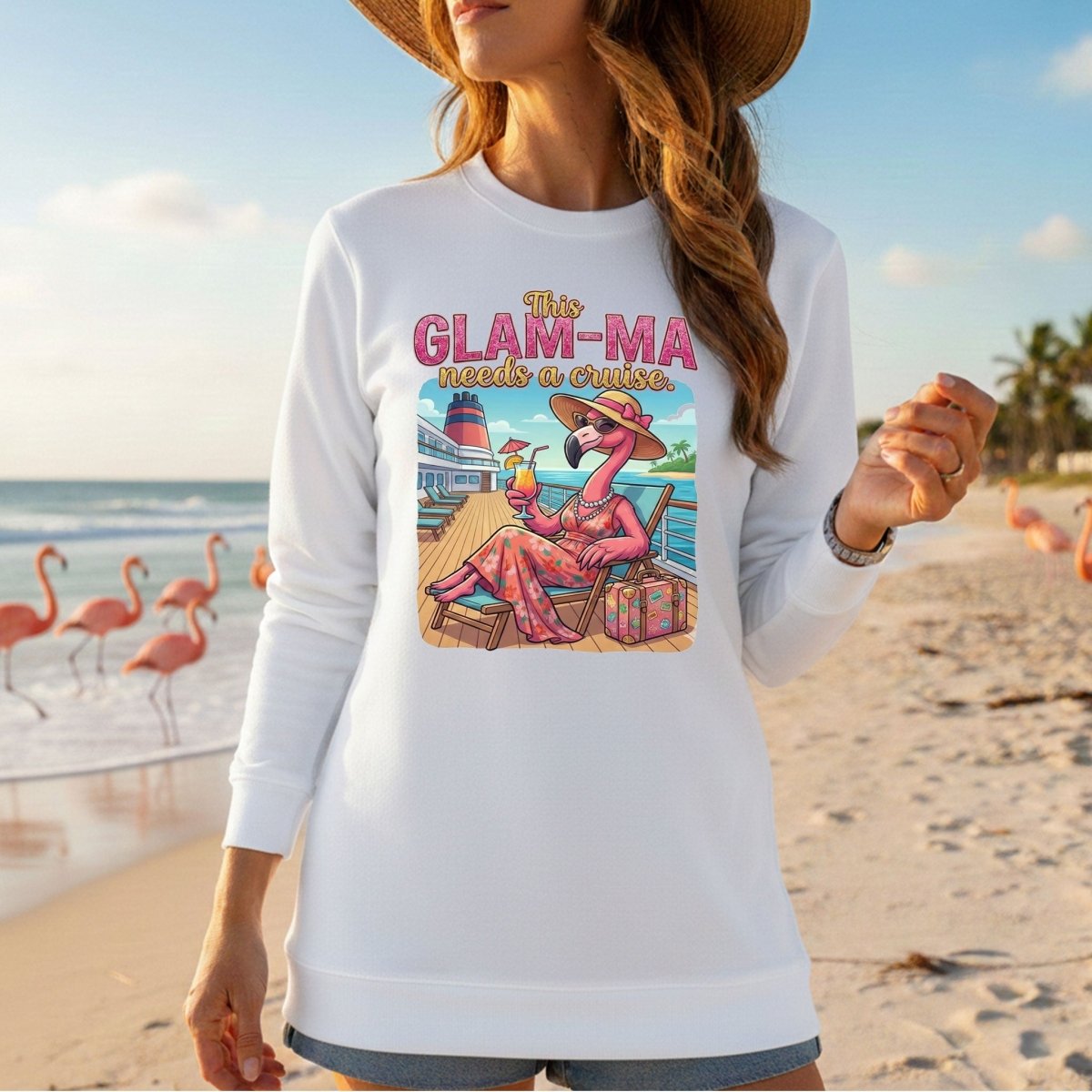 Fabulous Flamingo Glam - Ma Cruise T-Shirt - Funny Vacation Gift for Grandma - FlamingoAholic