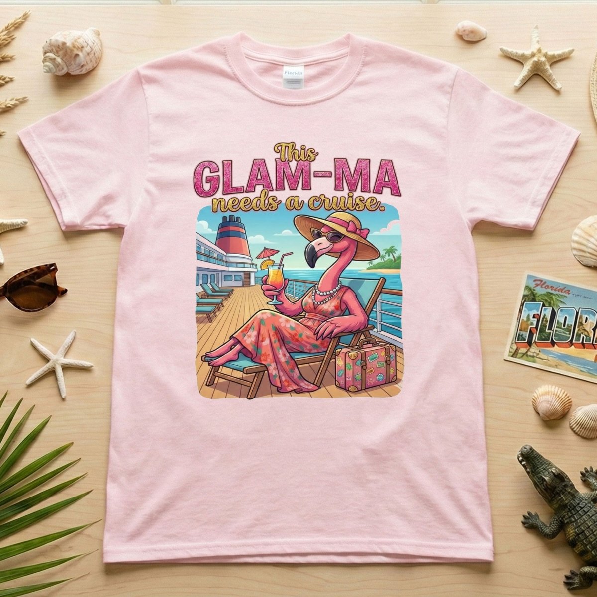 Fabulous Flamingo Glam - Ma Cruise T-Shirt - Funny Vacation Gift for Grandma - FlamingoAholic