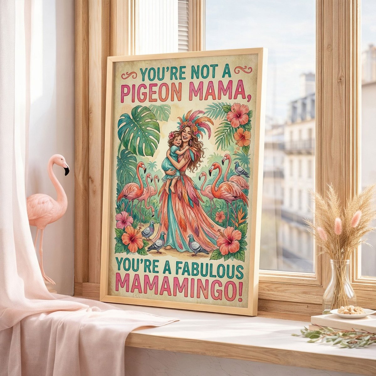 Fabulous Mamamingo & Child Poster – Tropical Flamingo Mom Wall Art - FlamingoAholic