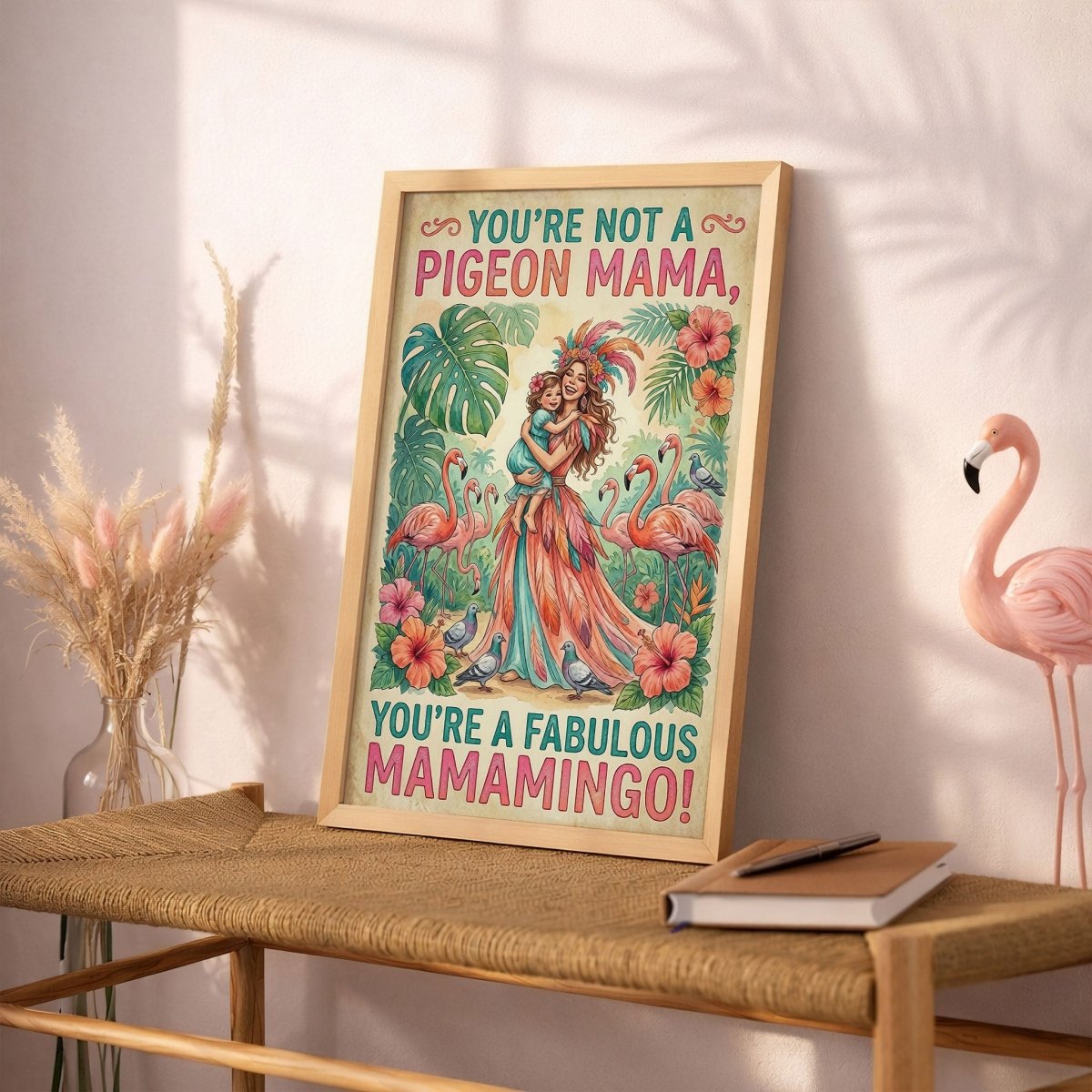 Fabulous Mamamingo & Child Poster – Tropical Flamingo Mom Wall Art - FlamingoAholic