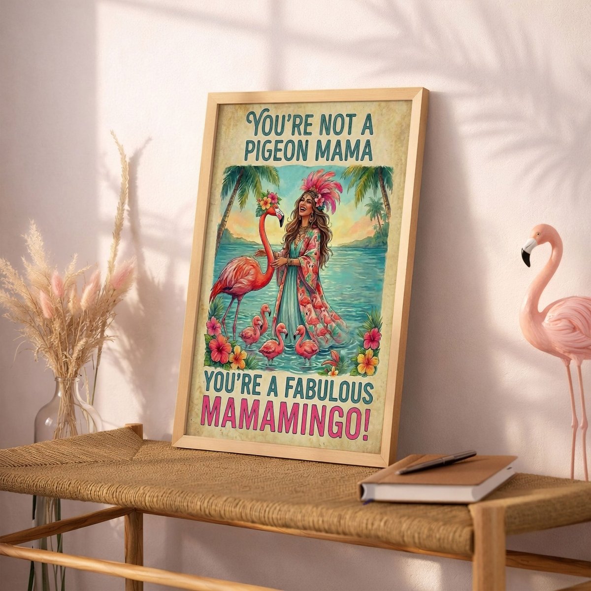Fabulous Mamamingo Poster – Funny Flamingo Mom Tropical Wall Art - FlamingoAholic