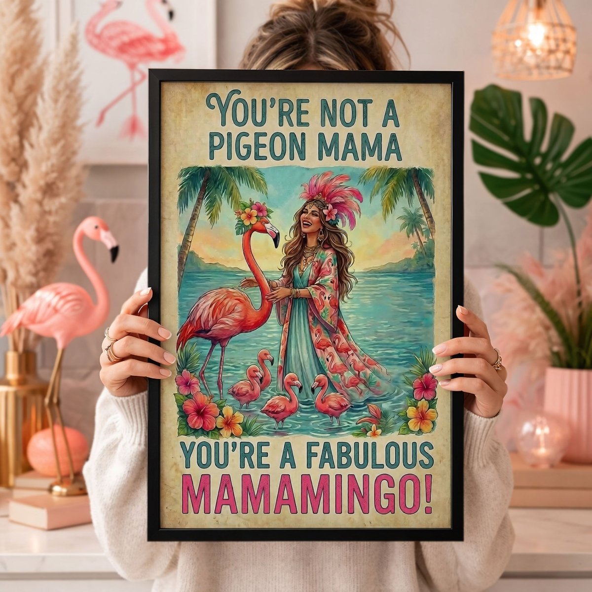 Fabulous Mamamingo Poster – Funny Flamingo Mom Tropical Wall Art - FlamingoAholic