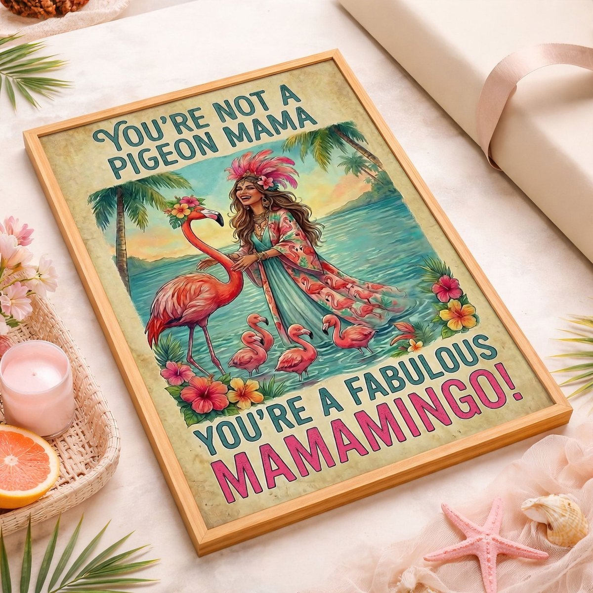 Fabulous Mamamingo Poster – Funny Flamingo Mom Tropical Wall Art - FlamingoAholic
