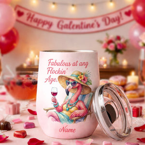 Fabulous Personalized Flamingo Wine Tumbler - Funny Birthday Gift for Women 40+ - FlamingoAholic
