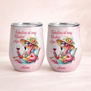 Fabulous Personalized Flamingo Wine Tumbler - Funny Birthday Gift for Women 40+ - FlamingoAholic