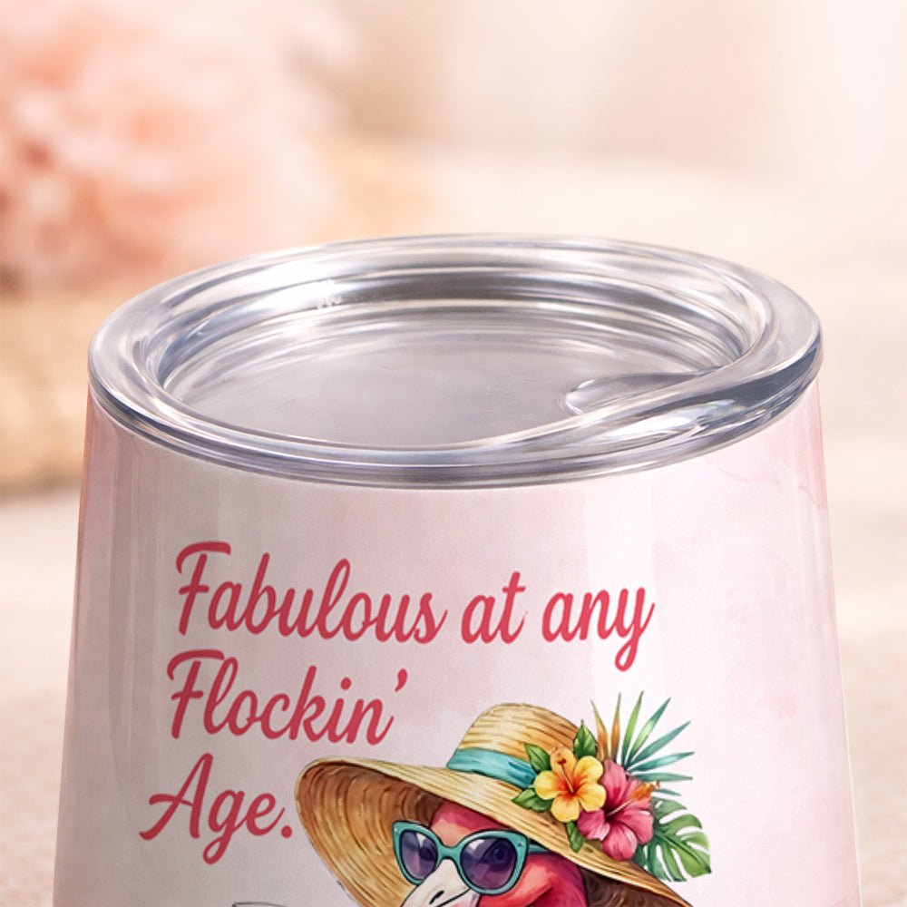 Fabulous Personalized Flamingo Wine Tumbler - Funny Birthday Gift for Women 40+ - FlamingoAholic