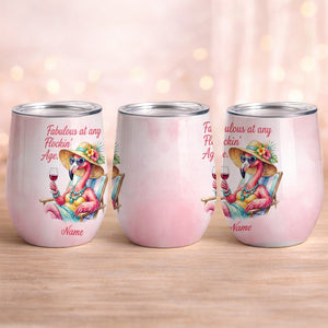 Fabulous Personalized Flamingo Wine Tumbler - Funny Birthday Gift for Women 40+ - FlamingoAholic