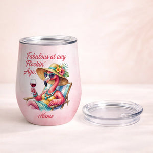 Fabulous Personalized Flamingo Wine Tumbler - Funny Birthday Gift for Women 40+ - FlamingoAholic