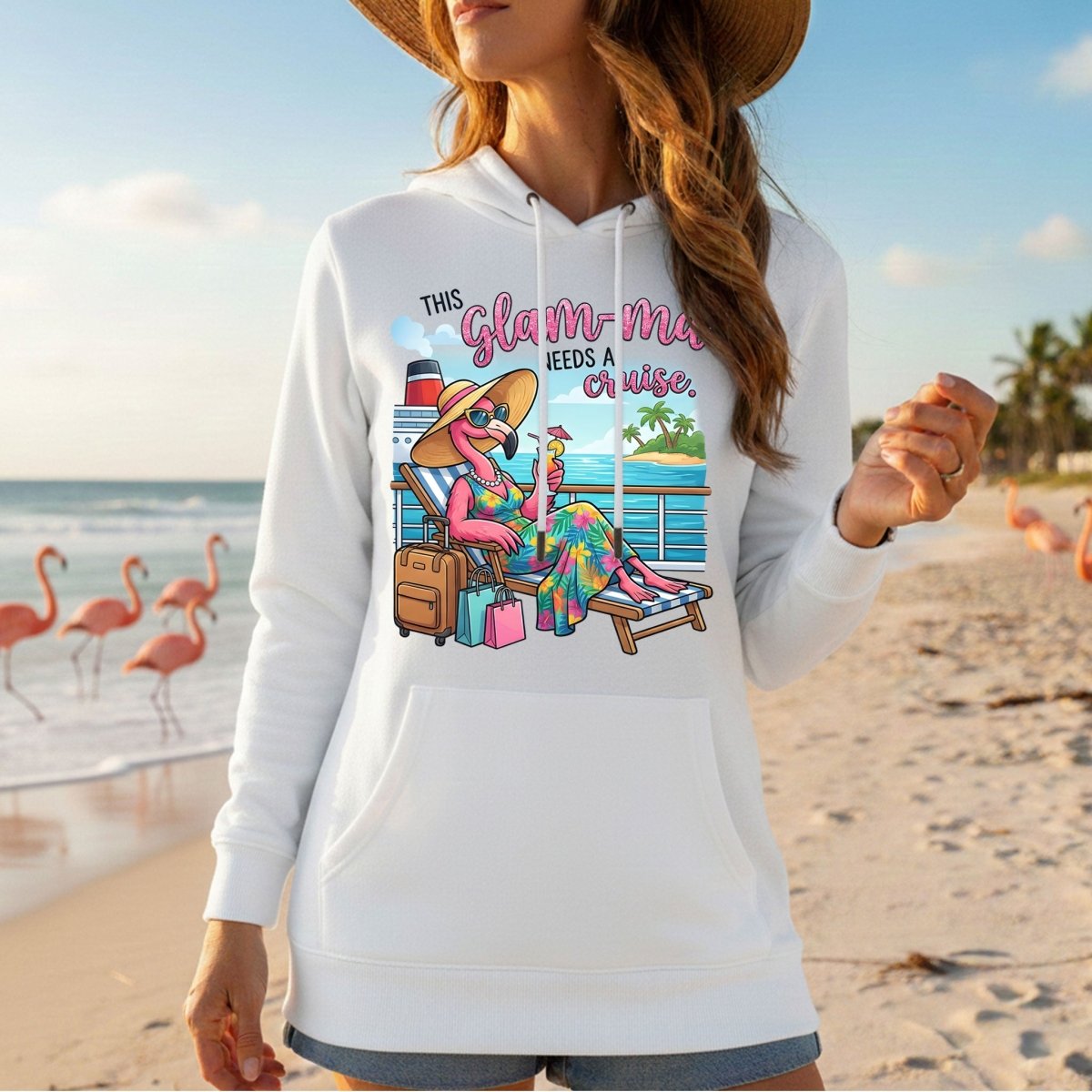 Fabulous Tropical Flamingo Glam - ma Cruise Shirt - Funny Retirement Vacation Tee - FlamingoAholic