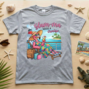 Fabulous Tropical Flamingo Glam - ma Cruise Shirt - Funny Retirement Vacation Tee - FlamingoAholic