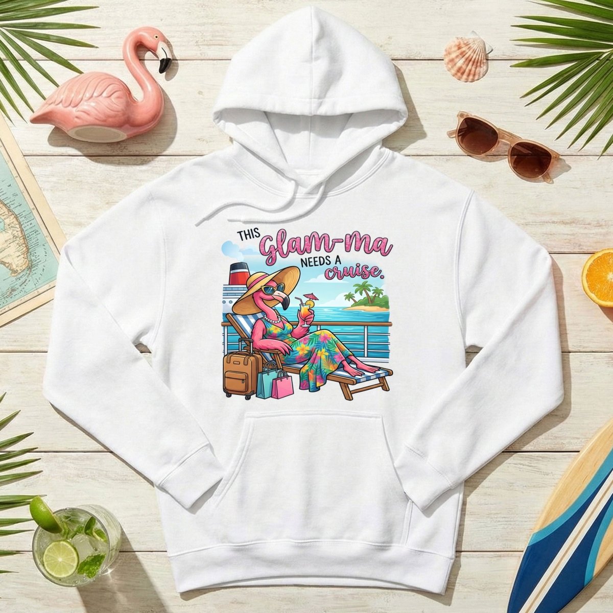 Fabulous Tropical Flamingo Glam - ma Cruise Shirt - Funny Retirement Vacation Tee - FlamingoAholic