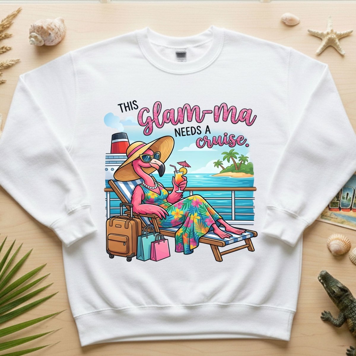 Fabulous Tropical Flamingo Glam - ma Cruise Shirt - Funny Retirement Vacation Tee - FlamingoAholic
