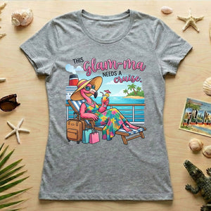 Fabulous Tropical Flamingo Glam - ma Cruise Shirt - Funny Retirement Vacation Tee - FlamingoAholic
