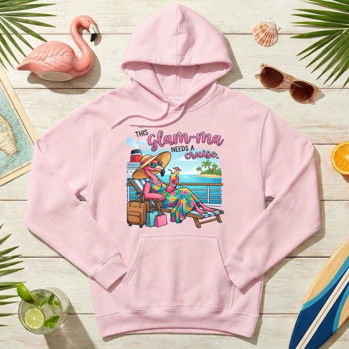 Fabulous Tropical Flamingo Glam - ma Cruise Shirt - Funny Retirement Vacation Tee - FlamingoAholic