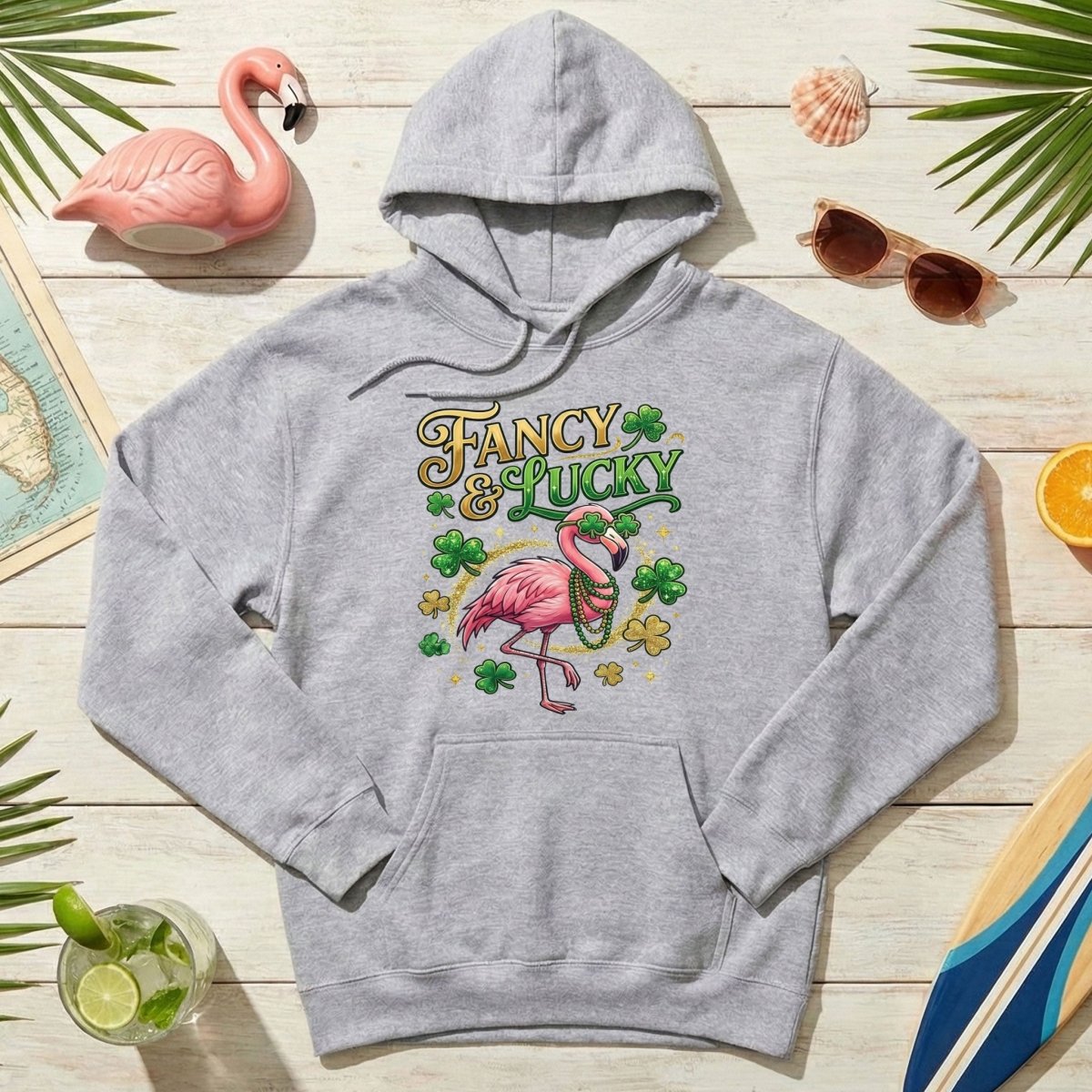 Fancy & Lucky Shamrock Flamingo St. Patrick's Day T-Shirt - Irish Party Tee for Women - FlamingoAholic