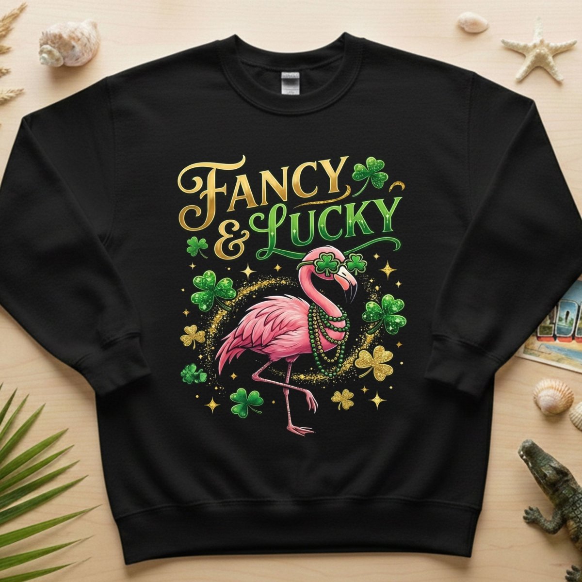 Fancy & Lucky Shamrock Flamingo St. Patrick's Day T-Shirt - Irish Party Tee for Women - FlamingoAholic