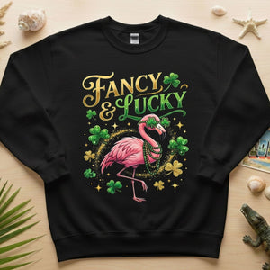 Fancy & Lucky Shamrock Flamingo St. Patrick's Day T-Shirt - Irish Party Tee for Women - FlamingoAholic