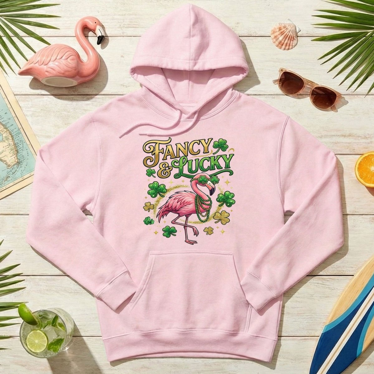 Fancy & Lucky Shamrock Flamingo St. Patrick's Day T-Shirt - Irish Party Tee for Women - FlamingoAholic