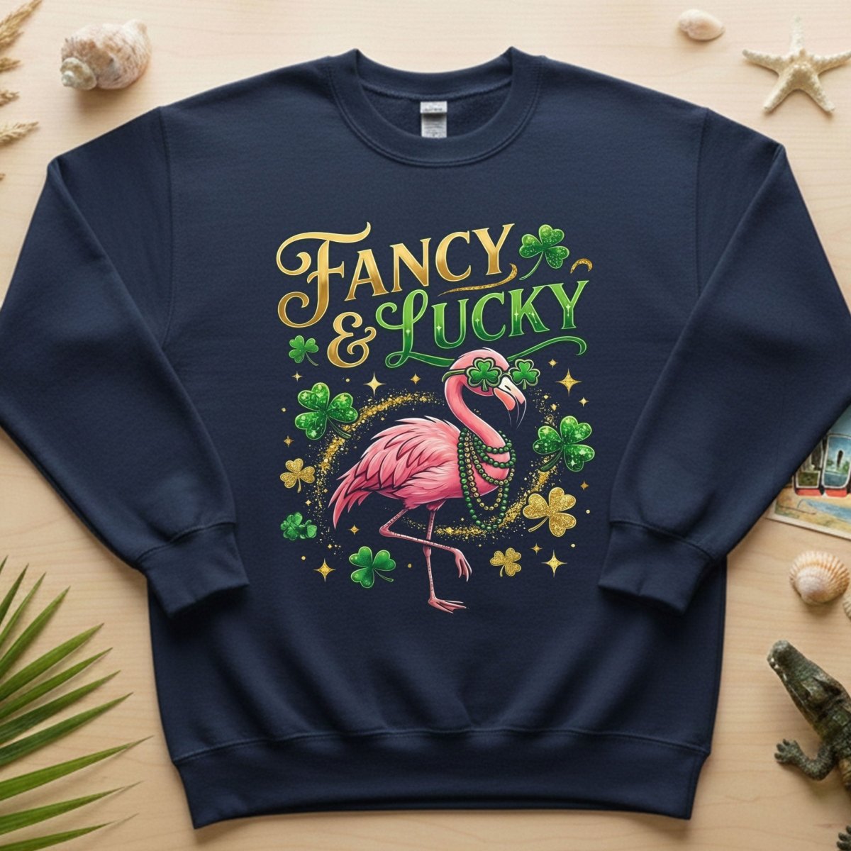 Fancy & Lucky Shamrock Flamingo St. Patrick's Day T-Shirt - Irish Party Tee for Women - FlamingoAholic