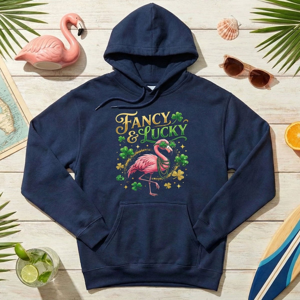 Fancy & Lucky Shamrock Flamingo St. Patrick's Day T-Shirt - Irish Party Tee for Women - FlamingoAholic
