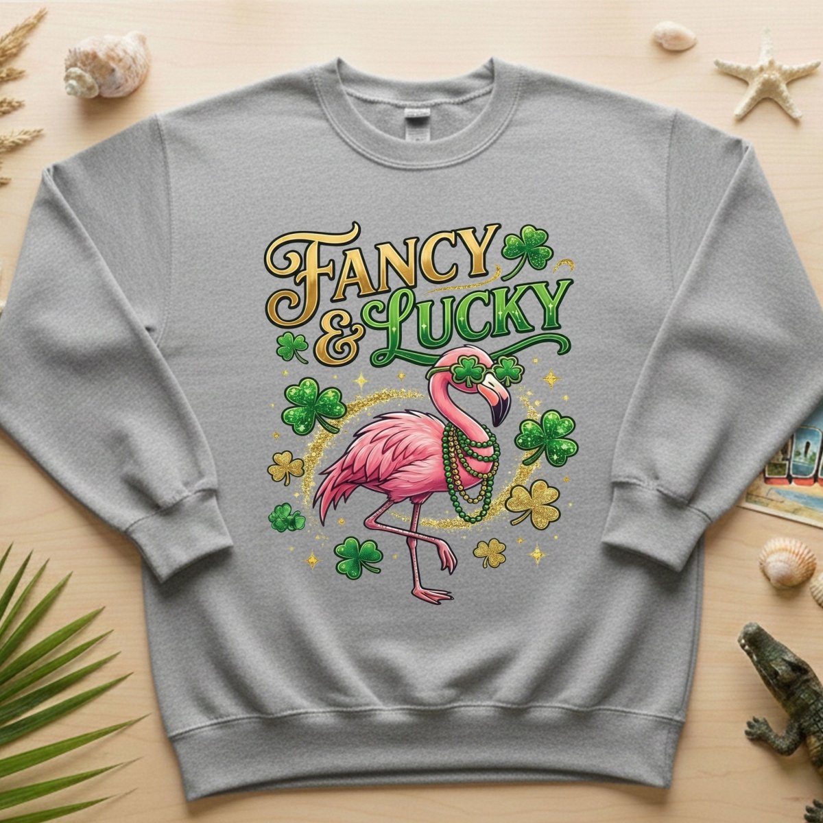 Fancy & Lucky Shamrock Flamingo St. Patrick's Day T-Shirt - Irish Party Tee for Women - FlamingoAholic