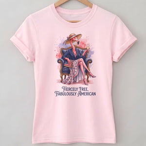 Fiercely Free Fabulously American Flamingo July 4th Shirt - FlamingoAholic