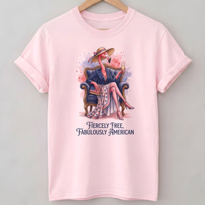 Fiercely Free Fabulously American Flamingo July 4th Shirt - FlamingoAholic