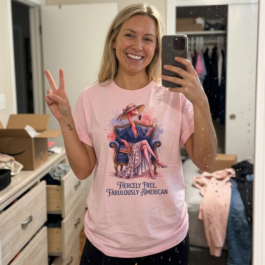 Fiercely Free Fabulously American Flamingo July 4th Shirt - FlamingoAholic