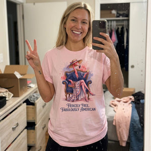 Fiercely Free Fabulously American Flamingo July 4th Shirt - FlamingoAholic