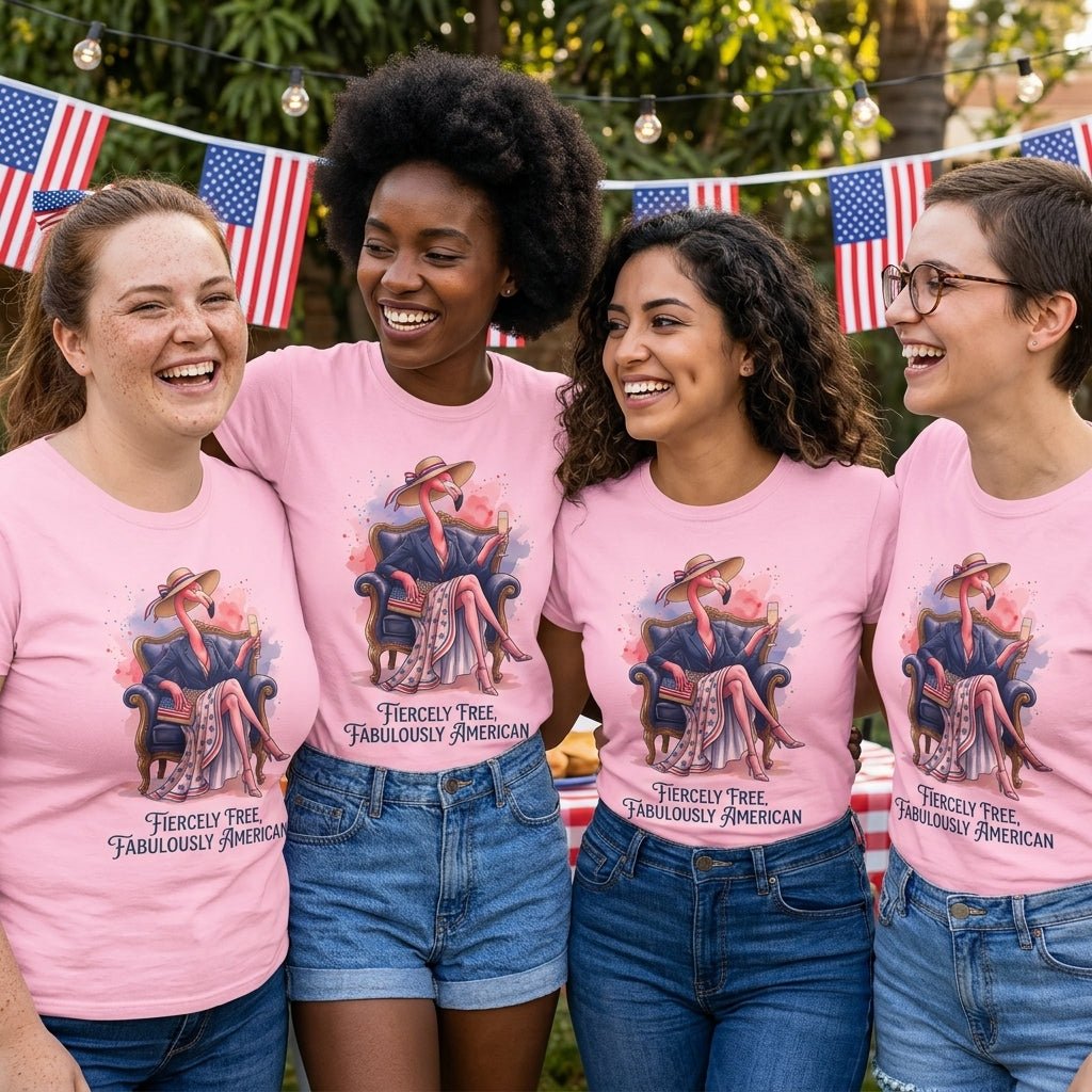 Fiercely Free Fabulously American Flamingo July 4th Shirt - FlamingoAholic