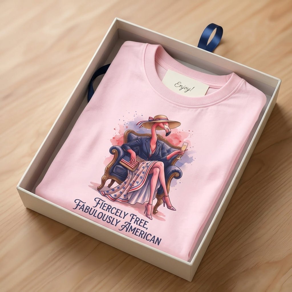 Fiercely Free Fabulously American Flamingo July 4th Shirt - FlamingoAholic