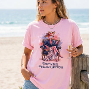Fiercely Free Fabulously American Flamingo July 4th Shirt - FlamingoAholic
