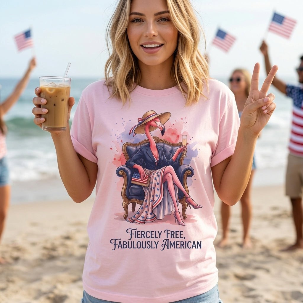 Fiercely Free Fabulously American Flamingo July 4th Shirt - FlamingoAholic
