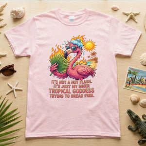 Fiery Tropical Goddess Flamingo Shirt - Funny Menopause Hot Flash Tee Gift - FlamingoAholic