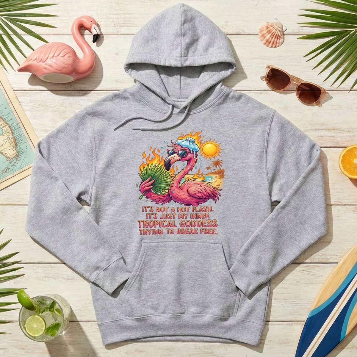 Fiery Tropical Goddess Flamingo Shirt - Funny Menopause Hot Flash Tee Gift - FlamingoAholic