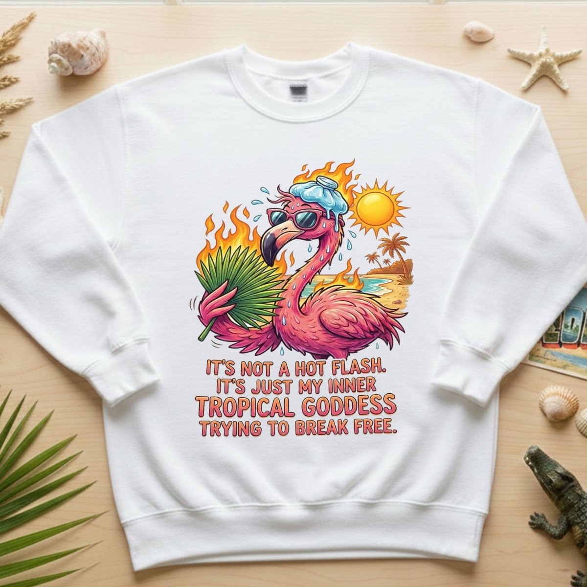 Fiery Tropical Goddess Flamingo Shirt - Funny Menopause Hot Flash Tee Gift - FlamingoAholic