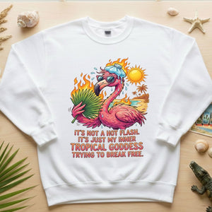 Fiery Tropical Goddess Flamingo Shirt - Funny Menopause Hot Flash Tee Gift - FlamingoAholic