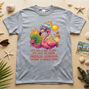 Fiery Tropical Goddess Flamingo Shirt - Funny Menopause Hot Flash Tee Gift - FlamingoAholic
