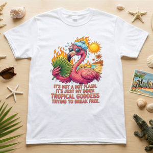 Fiery Tropical Goddess Flamingo Shirt - Funny Menopause Hot Flash Tee Gift - FlamingoAholic