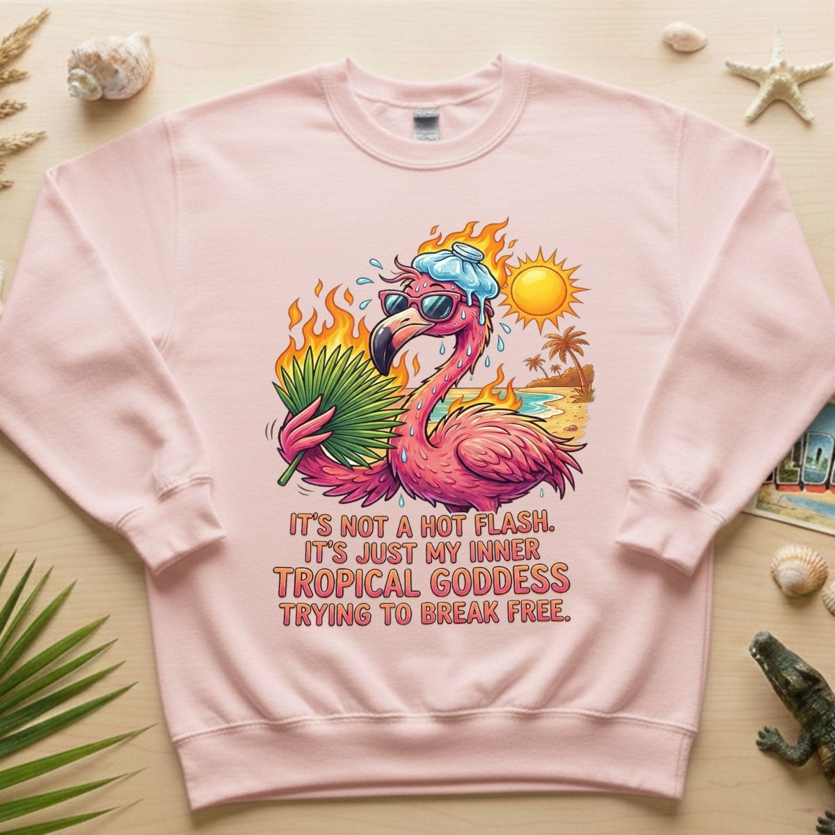 Fiery Tropical Goddess Flamingo Shirt - Funny Menopause Hot Flash Tee Gift - FlamingoAholic