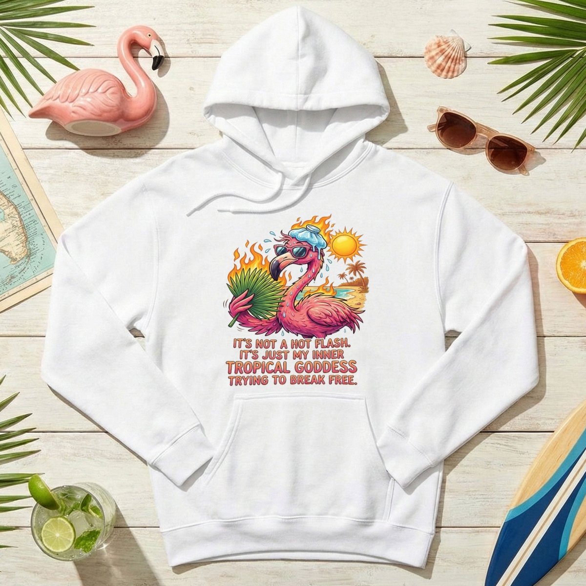 Fiery Tropical Goddess Flamingo Shirt - Funny Menopause Hot Flash Tee Gift - FlamingoAholic