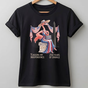 Flagging My Independence 250 Years of Sparkle Flamingo Shirt - FlamingoAholic