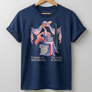 Flagging My Independence 250 Years of Sparkle Flamingo Shirt - FlamingoAholic