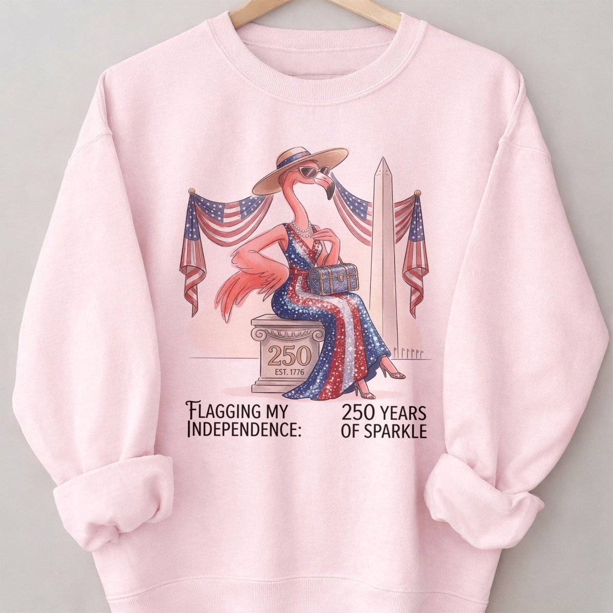 Flagging My Independence 250 Years of Sparkle Flamingo Shirt - FlamingoAholic