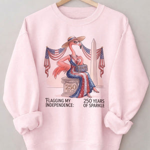 Flagging My Independence 250 Years of Sparkle Flamingo Shirt - FlamingoAholic