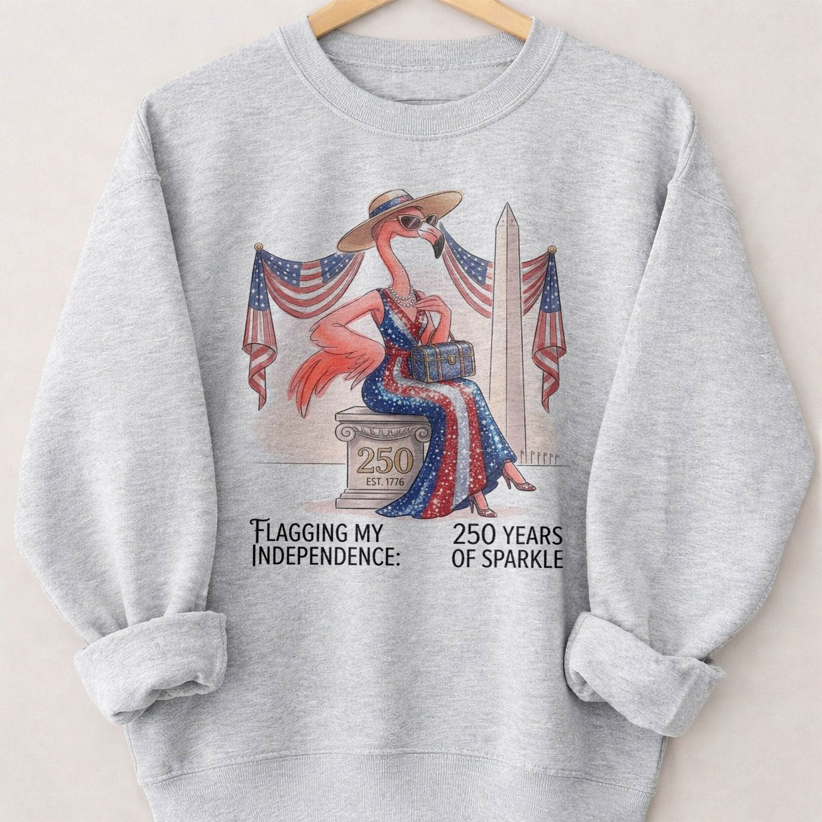 Flagging My Independence 250 Years of Sparkle Flamingo Shirt - FlamingoAholic